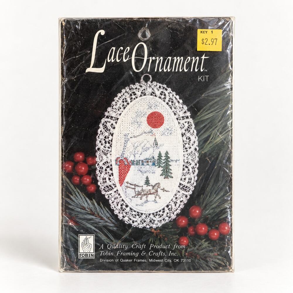 Vintage Lace Ornament Kitty Cat Counted Cross Stitch Kit 1992 #1243 Brand New